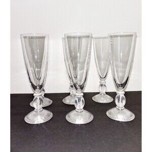 J G Durand set of 6 Crystal Champagne Flutes France